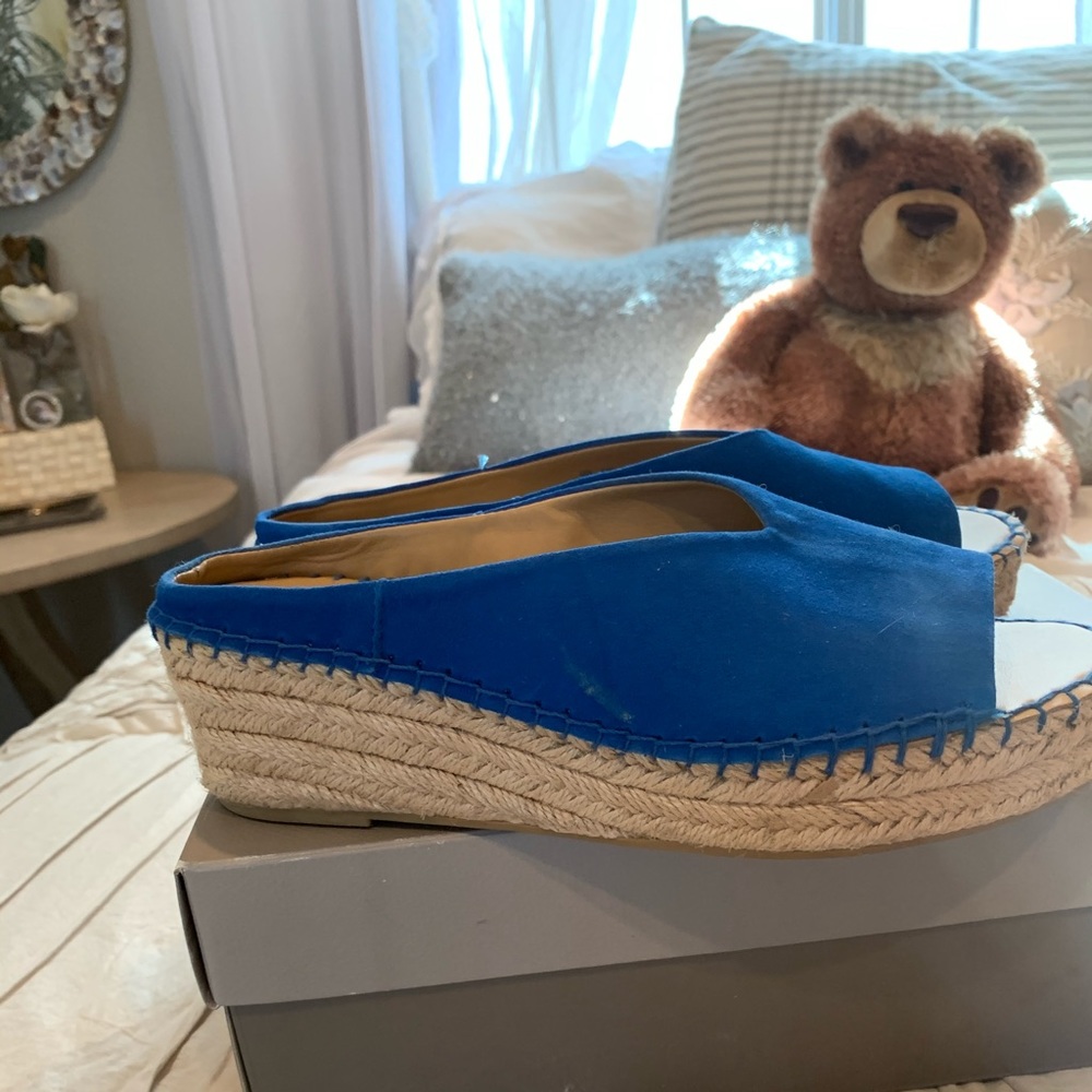 Franco Sarto Blue Espadrille Wedge Sandals